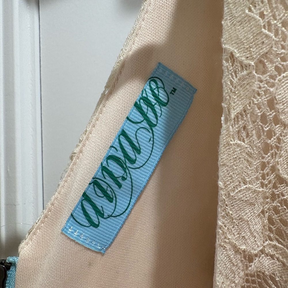 Dina Be Cream Lace and Light Blue Mini Dress - Picture 3 of 4